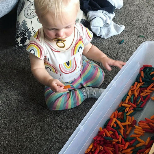 Rainbow Pasta Sensory Bin